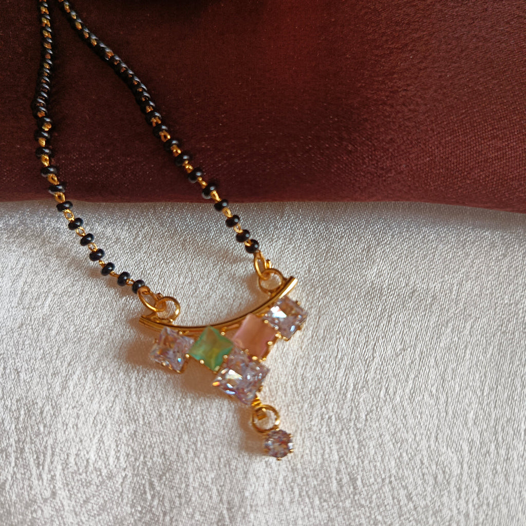 JJ Gold-Plated Multicolor Auspicious Thread Pastel CZ Cascade