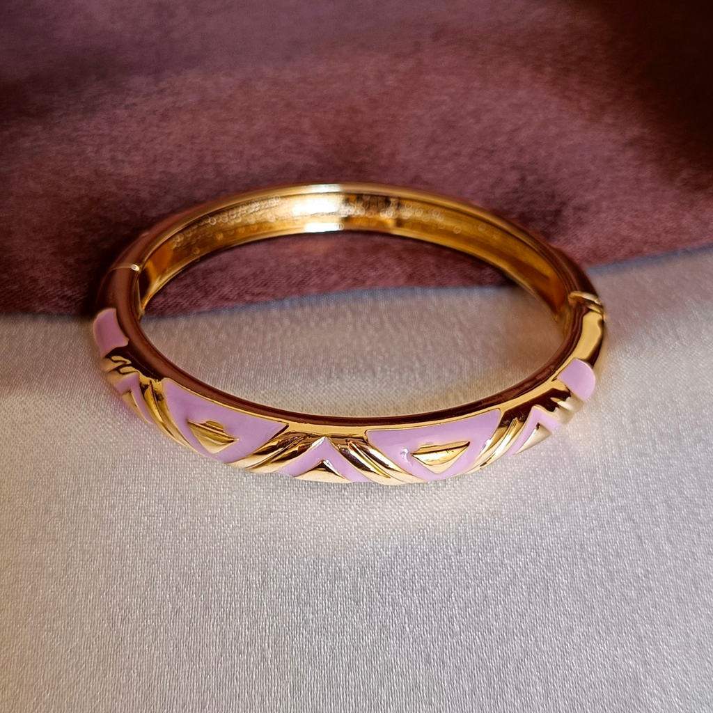 JJ Gold-Plated Pink Enamel Bangle Bold Chic Design