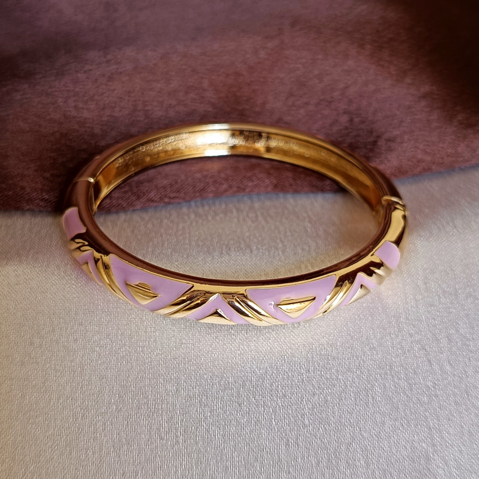 JJ Gold-Plated Pink Enamel Bangle Bold Chic Design