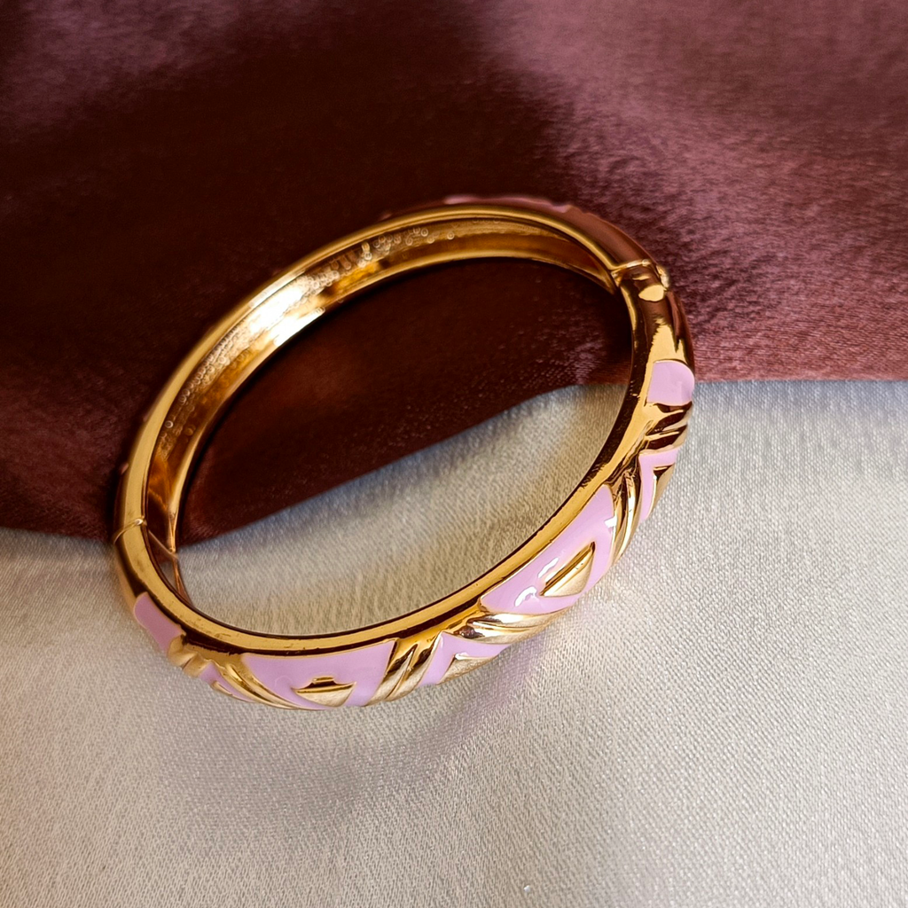JJ Gold-Plated Pink Enamel Bangle Bold Chic Design