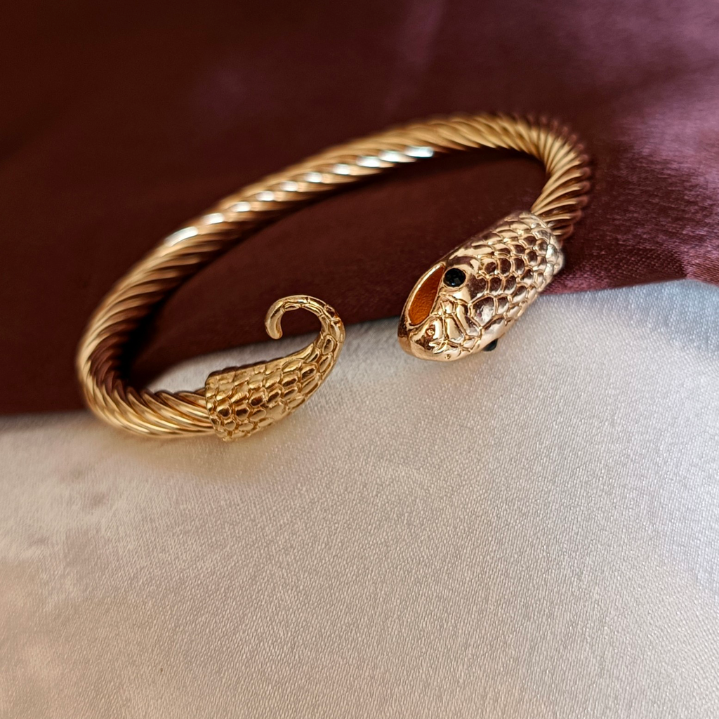 JJ Gold-Plated Snake Bangle Edgy Statement Design
