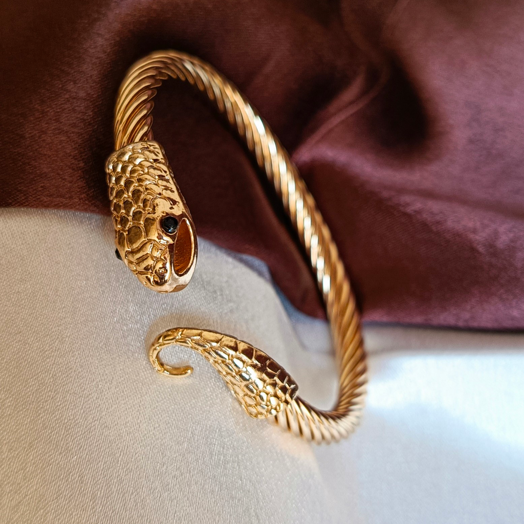 JJ Gold-Plated Snake Bangle Edgy Statement Design