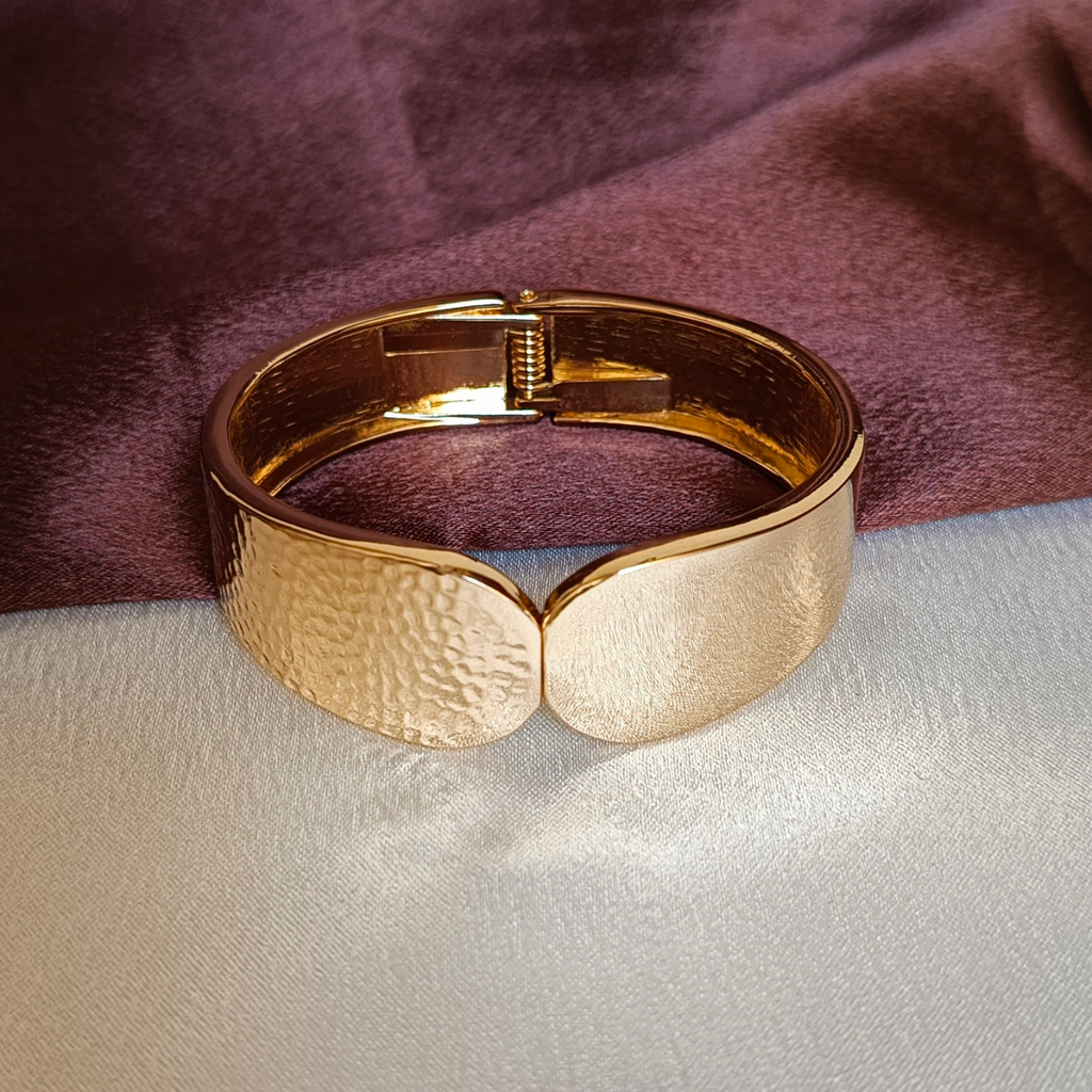 JJ Gold-Plated Abstract Cuff Dual Texture Design