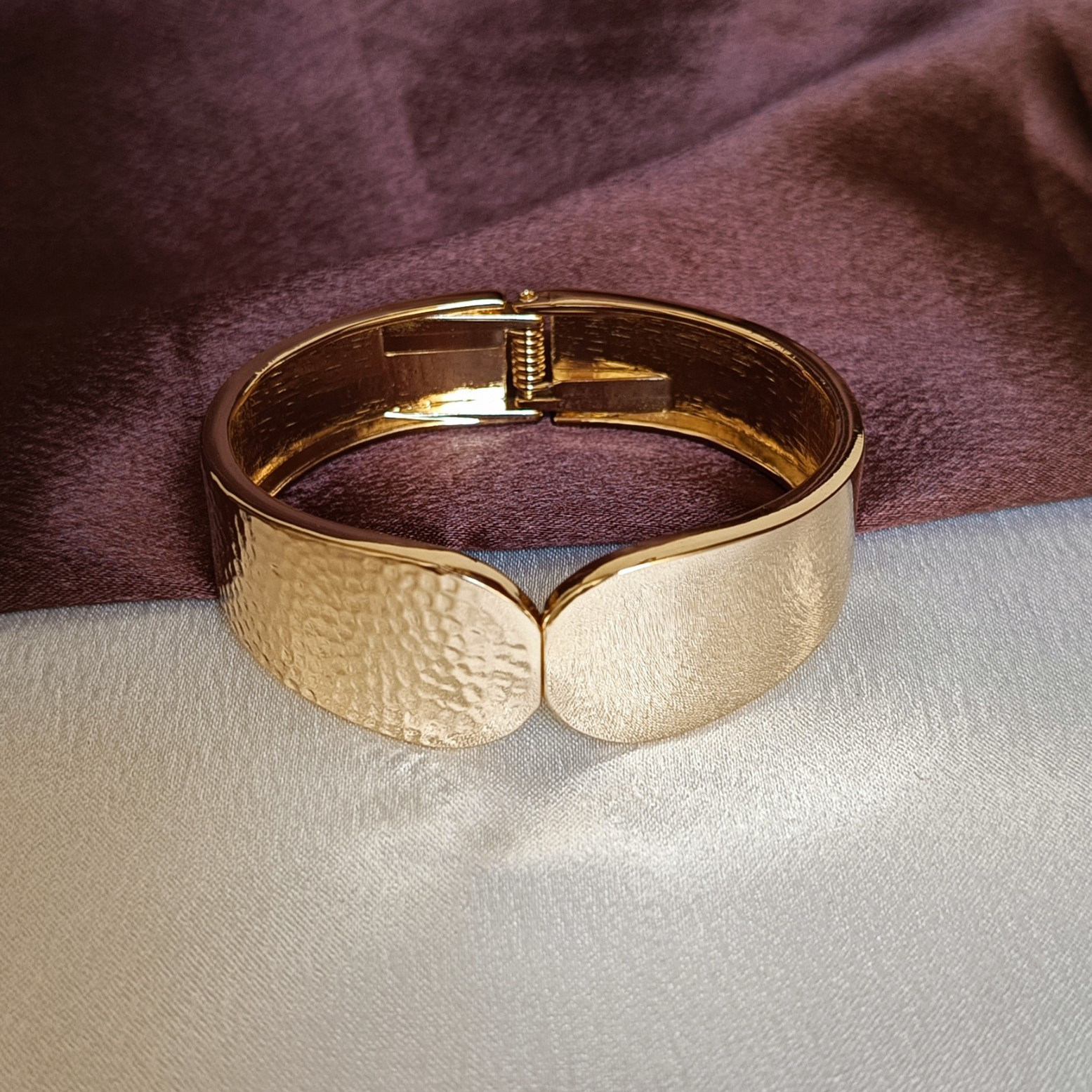 JJ Gold-Plated Abstract Cuff Dual Texture Design