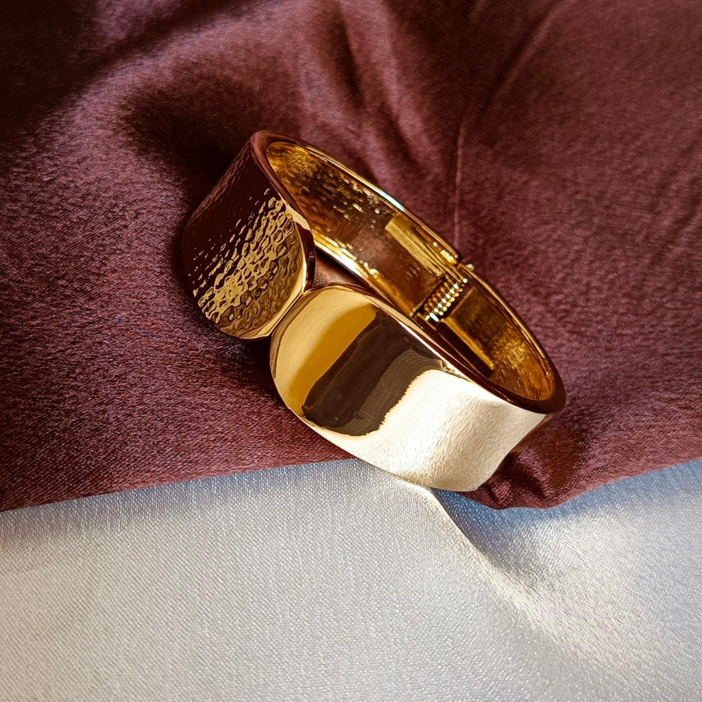 JJ Gold-Plated Abstract Cuff Dual Texture Design