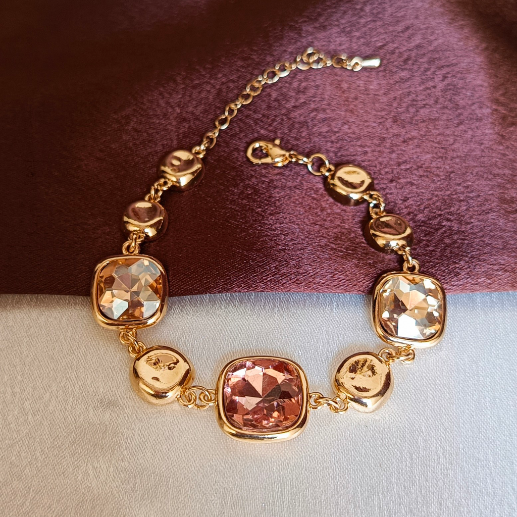 JJ Gold Crystal Bracelet – Elegant Cushion Cut Design