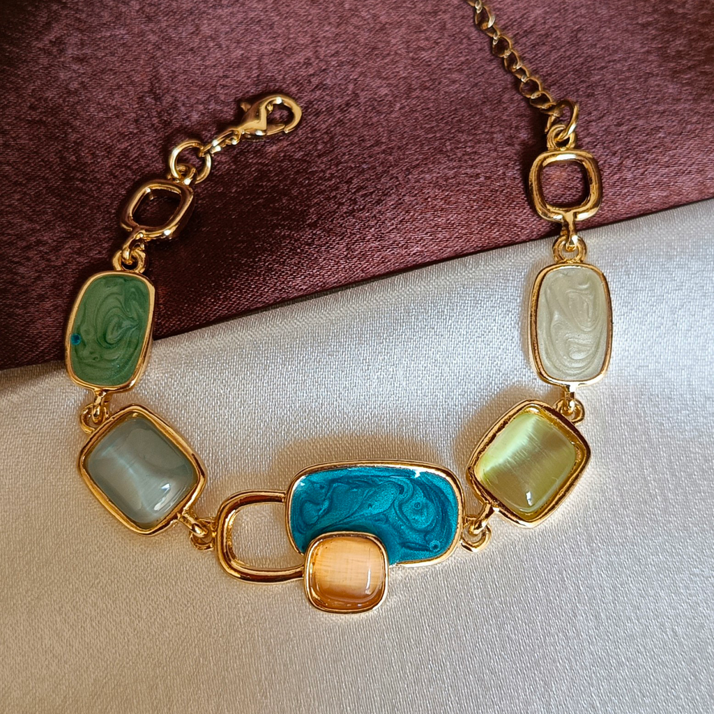 JJ Gold-Plated Bracelet – Marble Stone Fusion Design