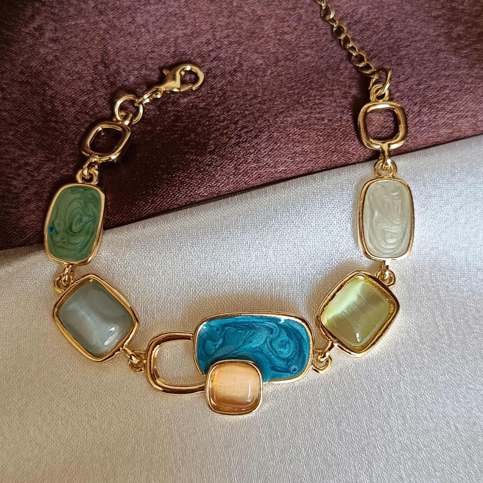 JJ Gold-Plated Bracelet – Marble Stone Fusion Design