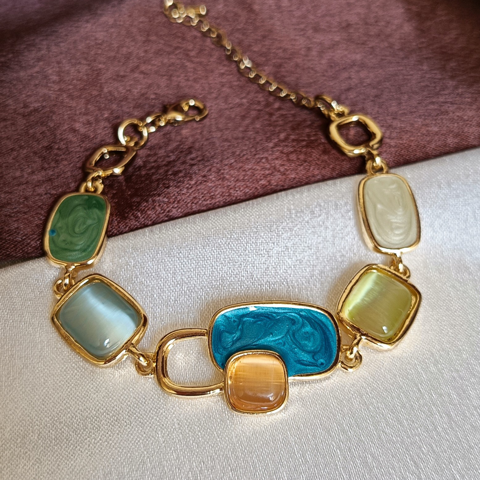 JJ Gold-Plated Bracelet – Marble Stone Fusion Design