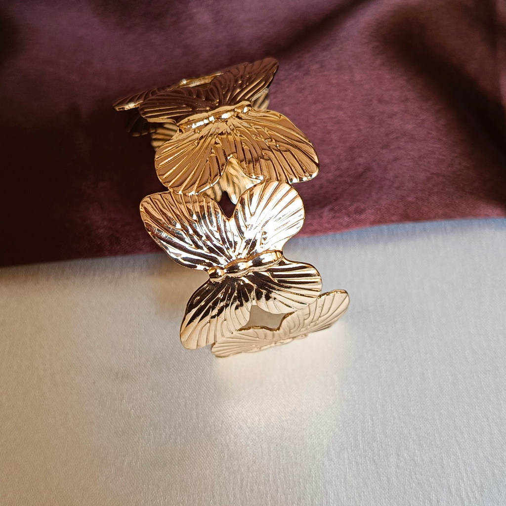 JJ Gold-Plated Butterfly Cuff Statement Design