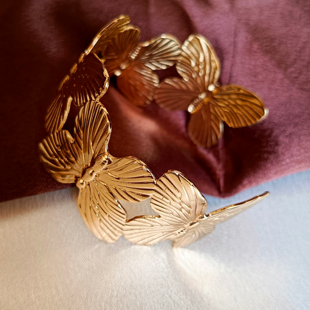 JJ Gold-Plated Butterfly Cuff Statement Design