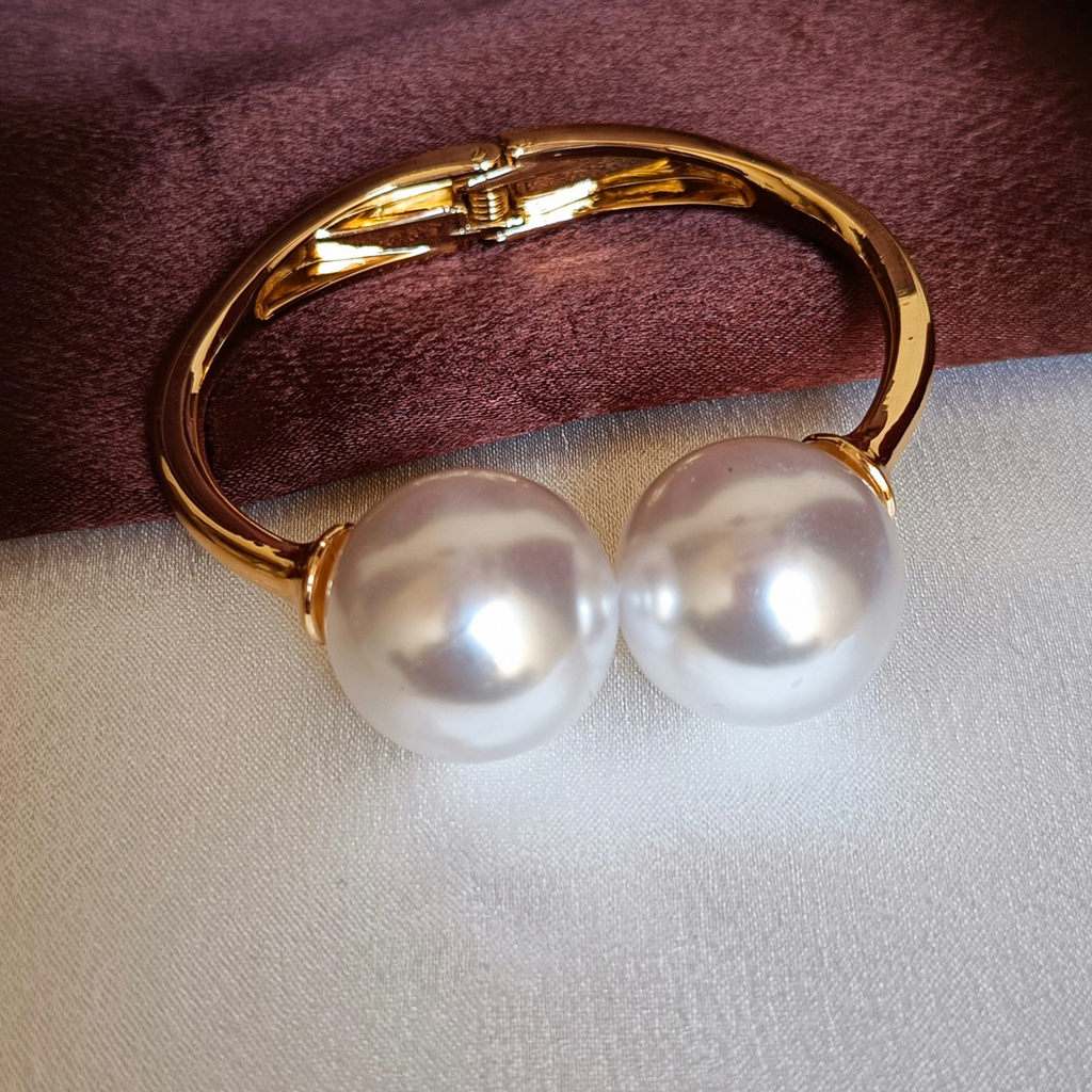 JJ Gold-Plated Pearl Dome Cuff Luxe Statement Design