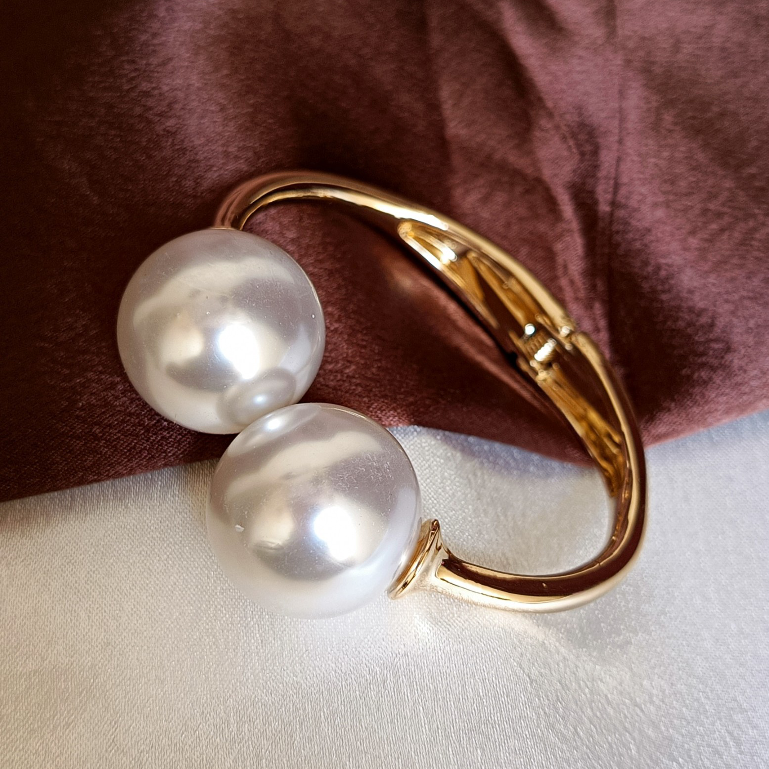 JJ Gold-Plated Pearl Dome Cuff Luxe Statement Design