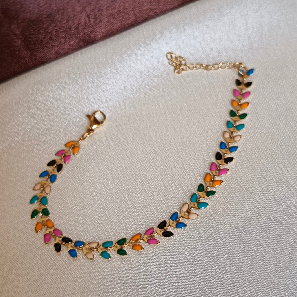 JJ Multicolor Leaf Bracelet – Vibrant Floral Vine Design