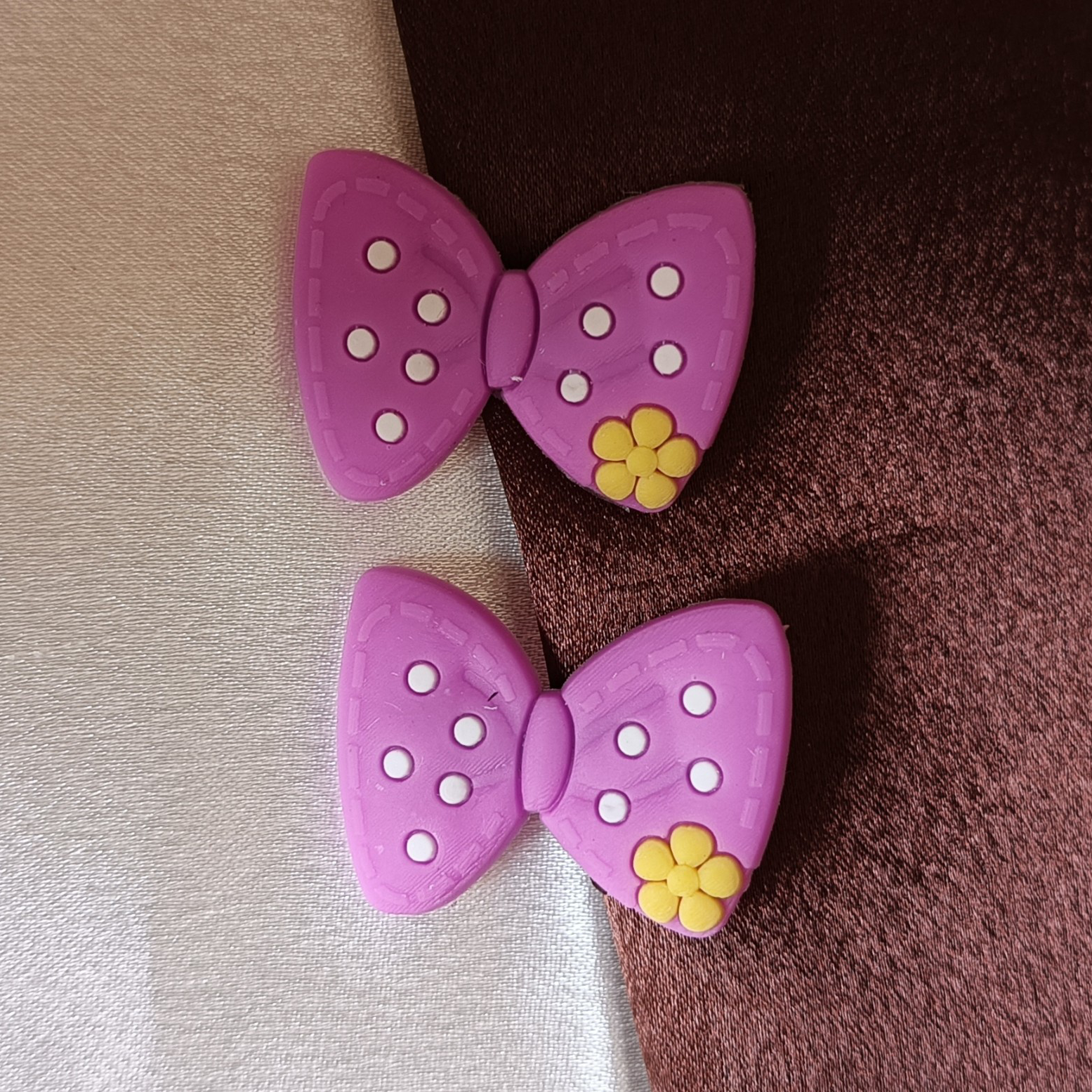 JJ Pink Bow Hair Clips – Polka & Flower Style