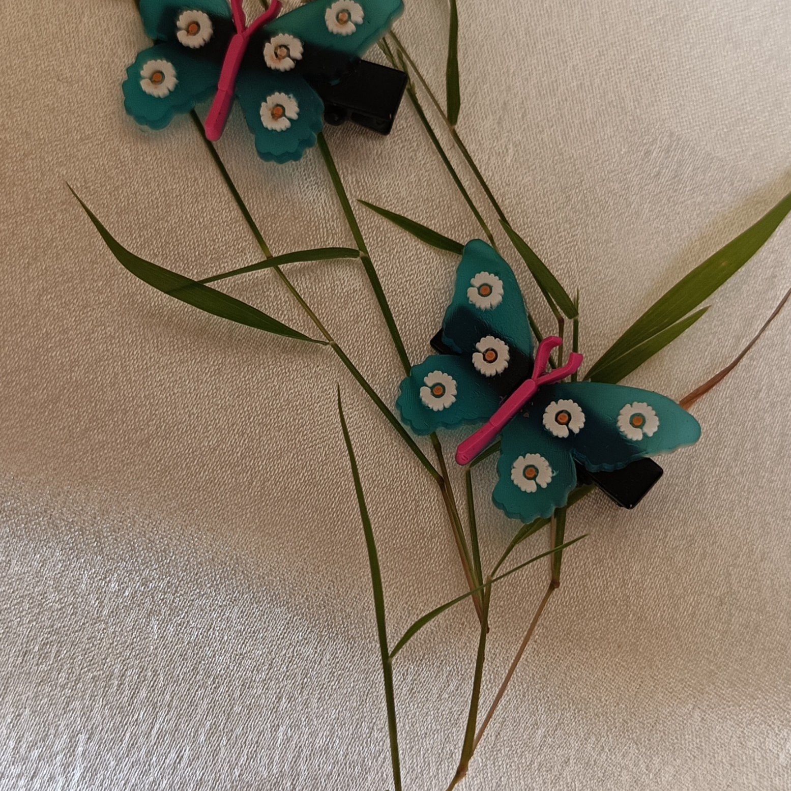 Butterfly Hair Clips (Teal & Pink)