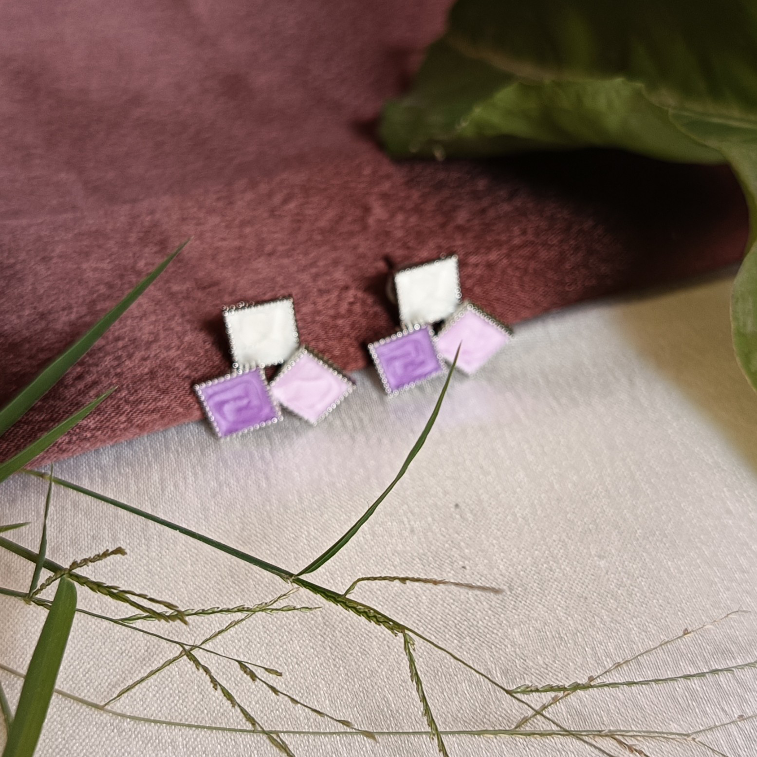 JJ Enamel Geometric Earrings – Multi-Color Statement Collection 5 Color Variants