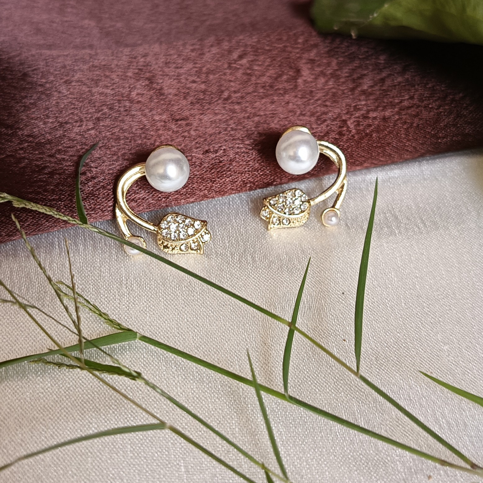 JJ Gold-Plated Pearl & Crystal Blossom Earrings