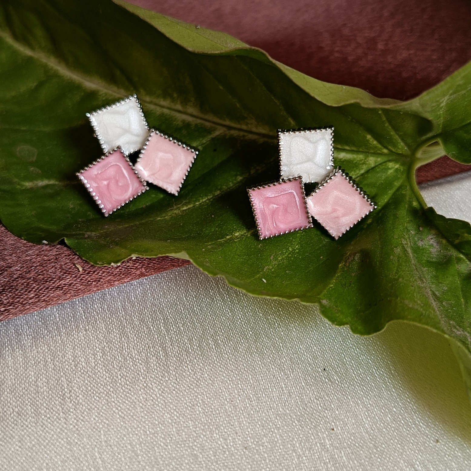 JJ Enamel Geometric Earrings – Multi-Color Statement Collection 5 Color Variants