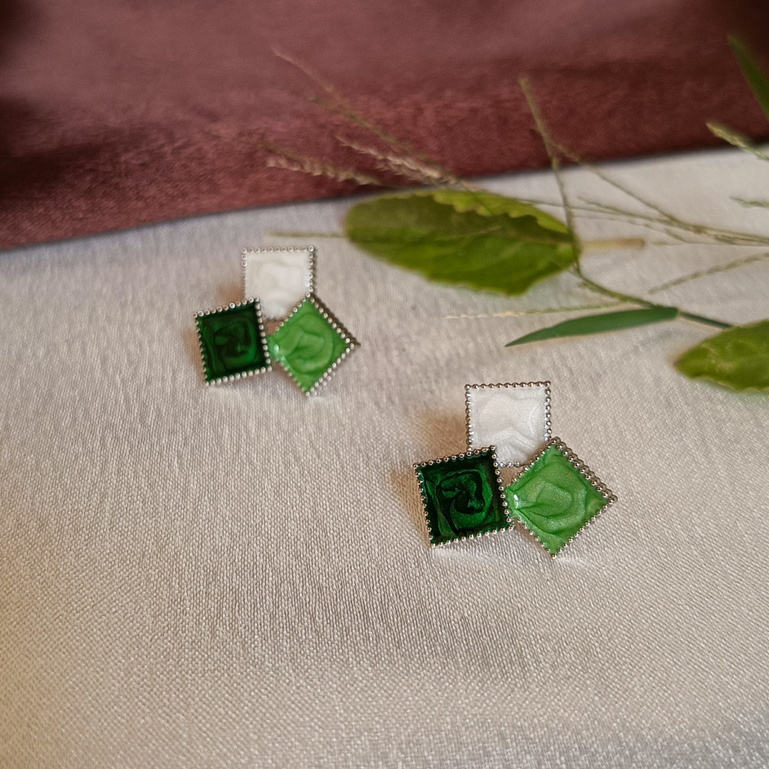 JJ Enamel Geometric Earrings – Multi-Color Statement Collection 5 Color Variants