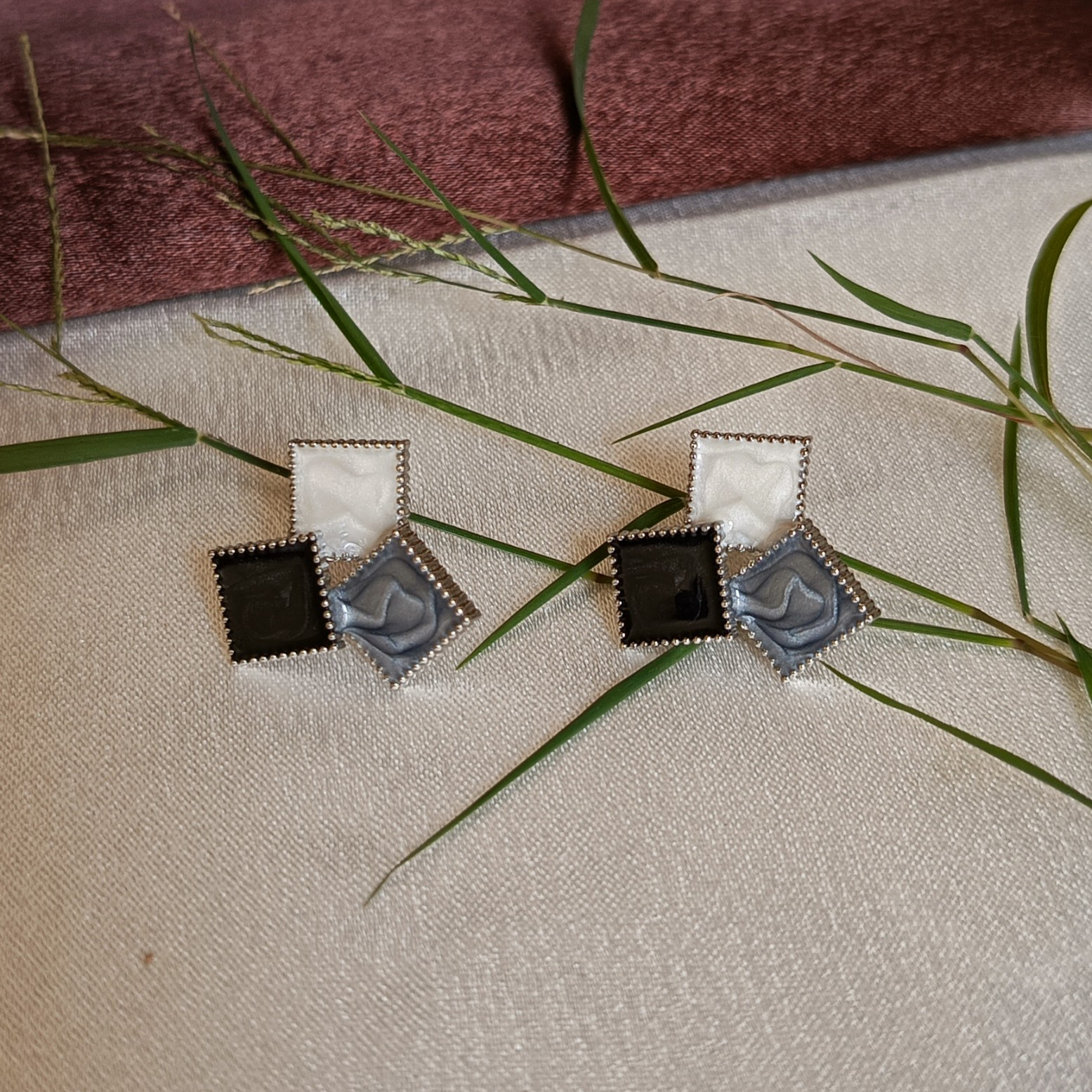 JJ Enamel Geometric Earrings – Multi-Color Statement Collection 5 Color Variants