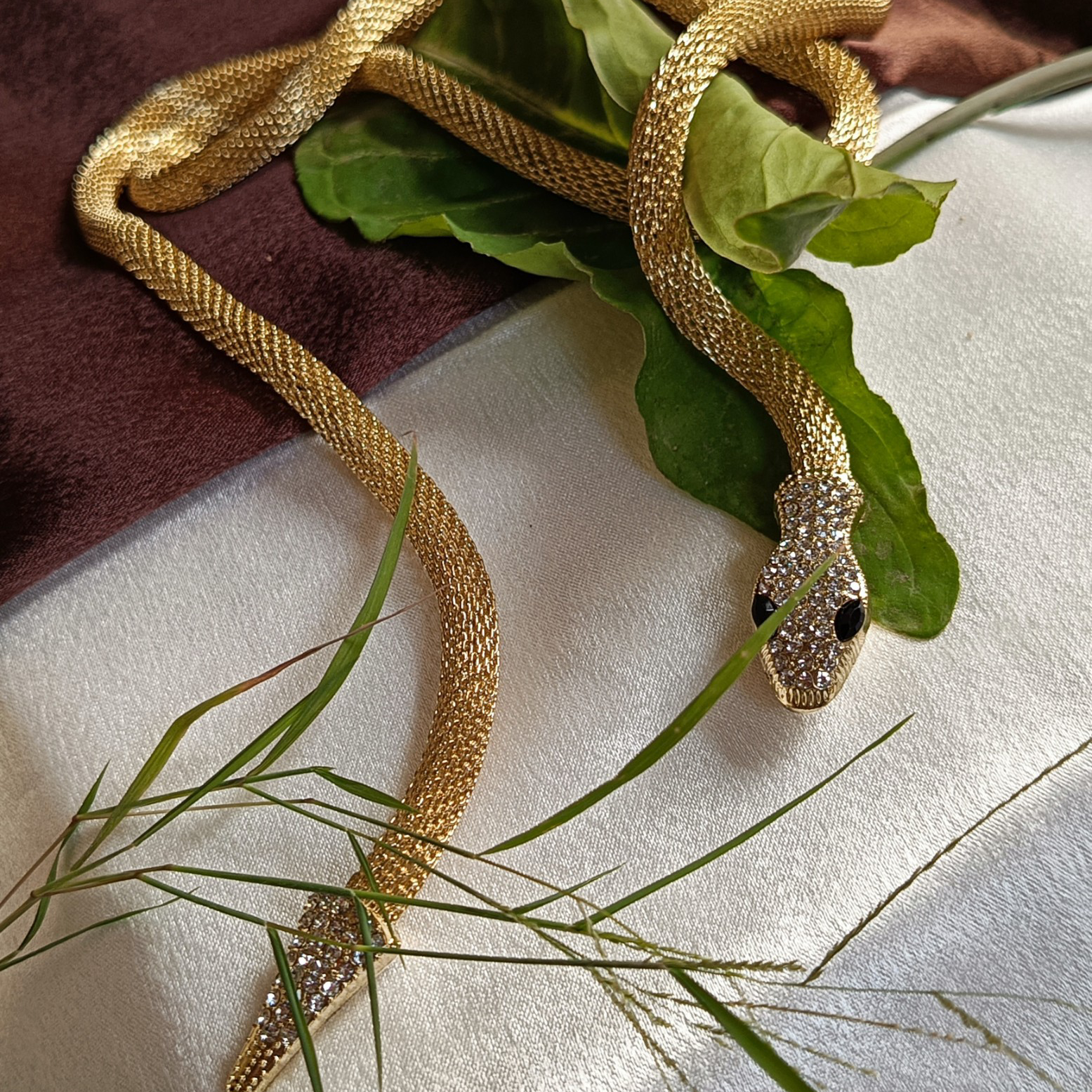 JJ Long Gold Snake Necklace – Statement Wrap Design