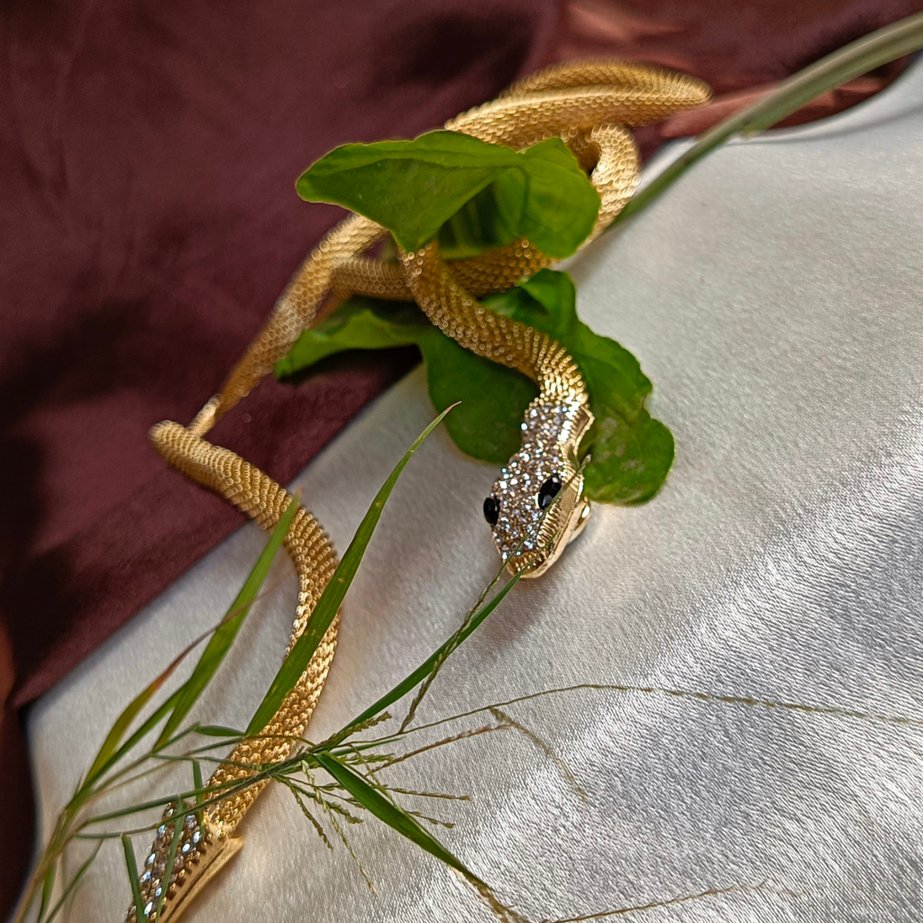 JJ Long Gold Snake Necklace – Statement Wrap Design