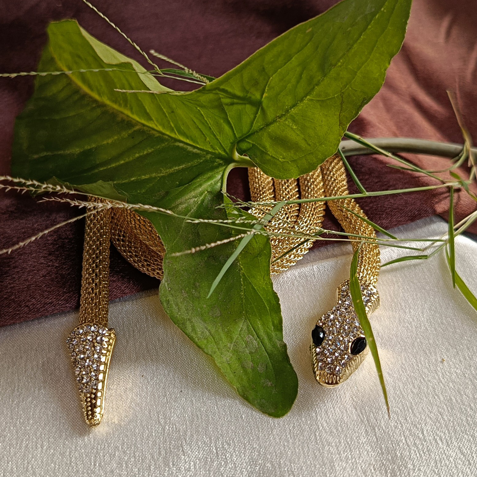 JJ Long Gold Snake Necklace – Statement Wrap Design