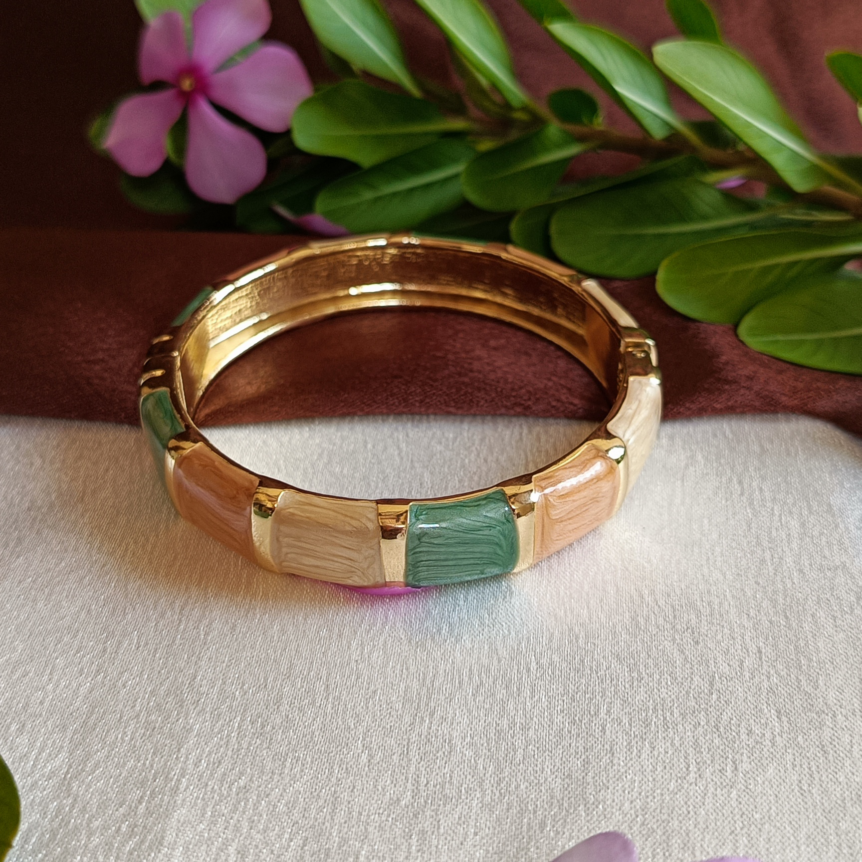 JJ Multicolor Enamel Bangle Pastel Block Design