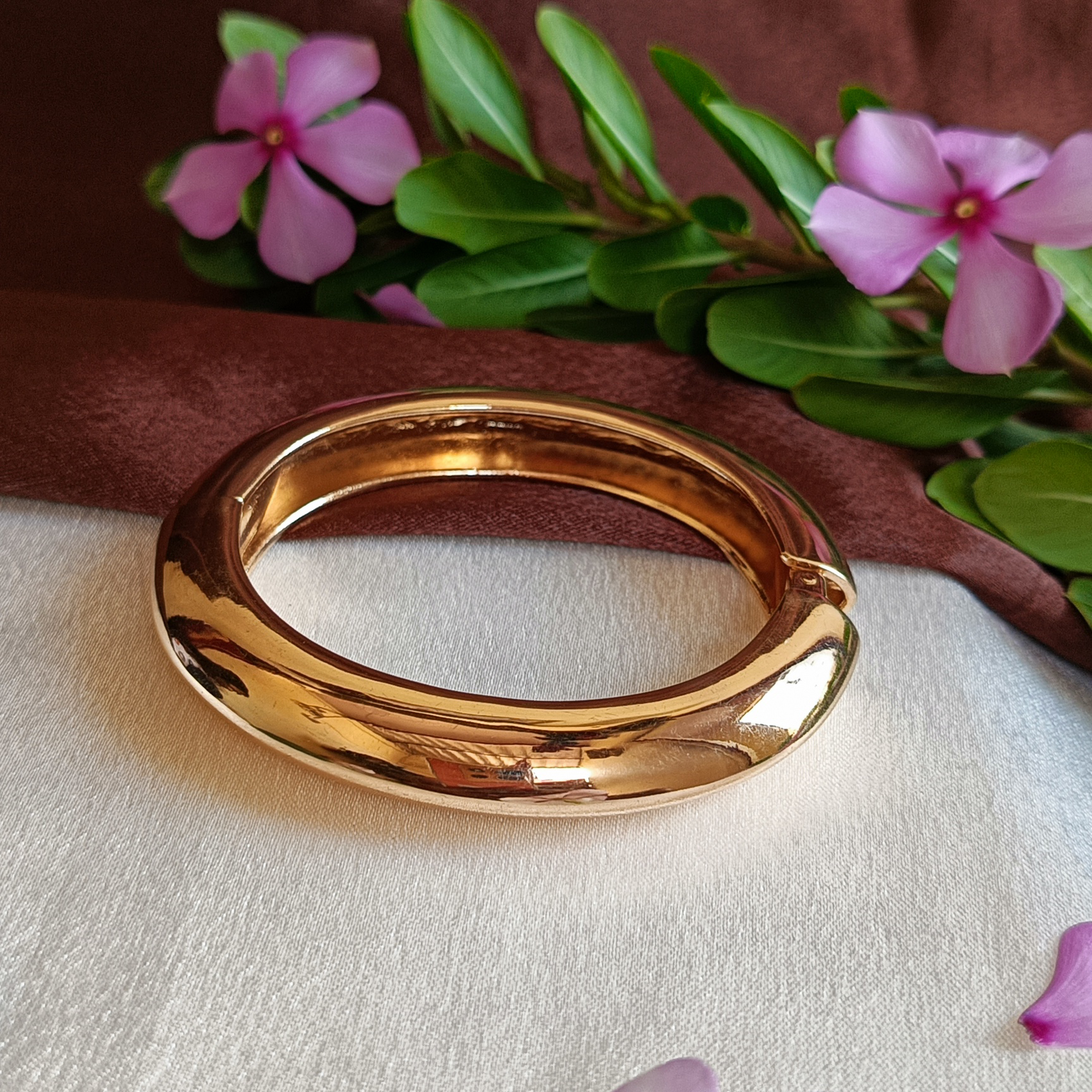 JJ Gold-Plated Dome Bangle Classic Polished Design