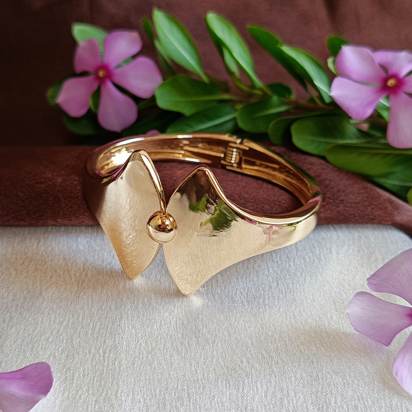 JJ Gold-Plated Abstract Cuff Modern Sculptural Design