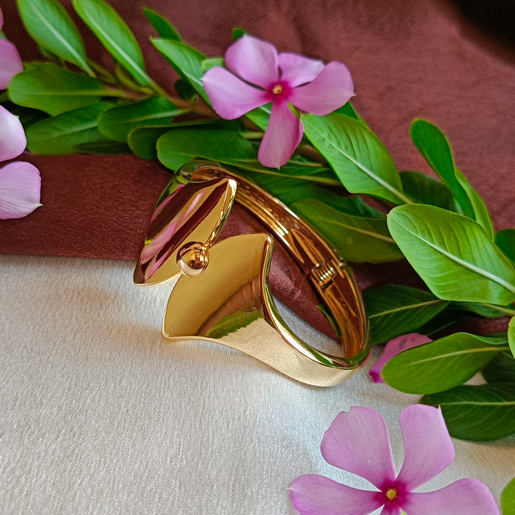 JJ Gold-Plated Abstract Cuff Modern Sculptural Design