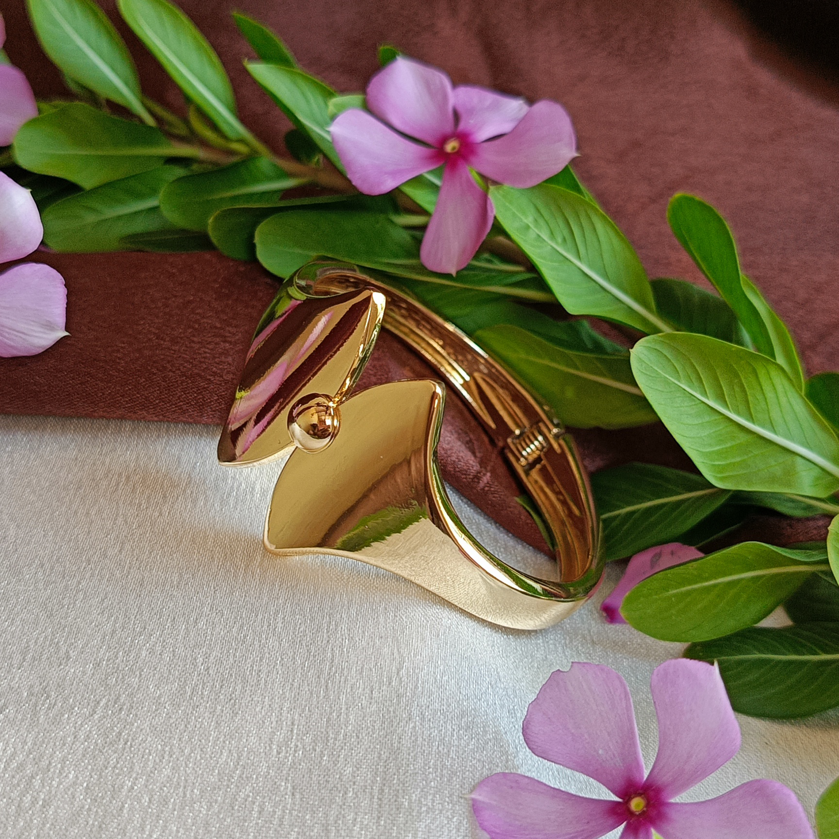 JJ Gold-Plated Abstract Cuff Modern Sculptural Design