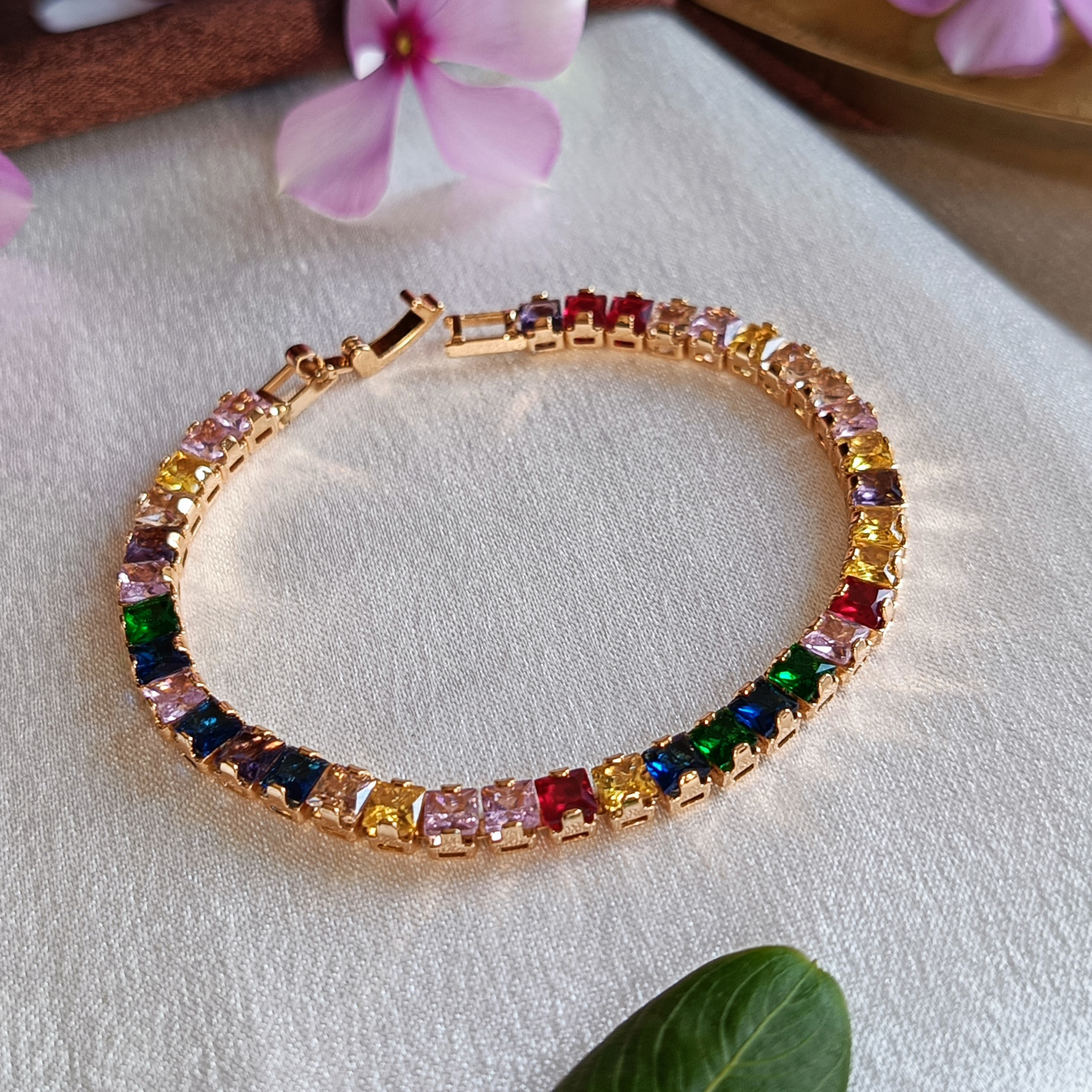 JJ Rainbow Tennis Bracelet – Multicolor Luxe Design