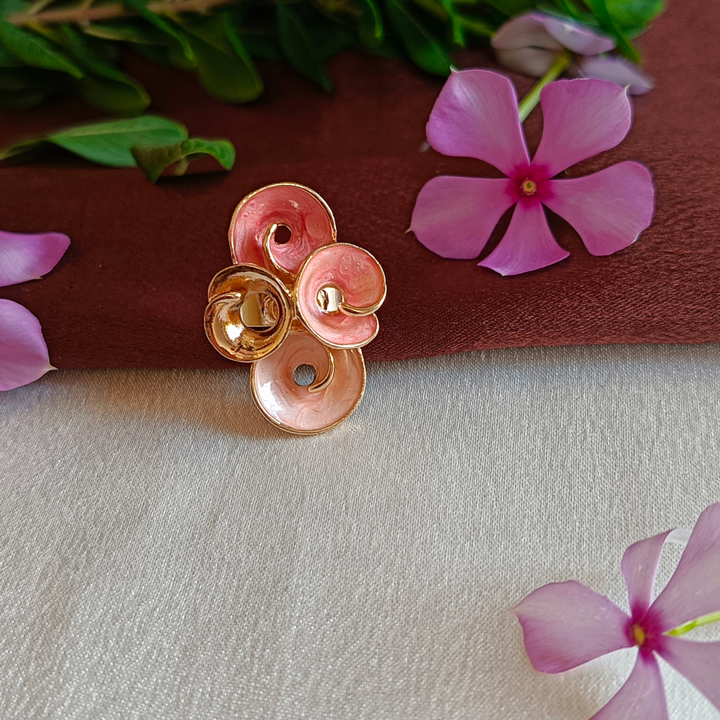 JJ Gold-Plated Pink & Gold Swirl Statement Ring