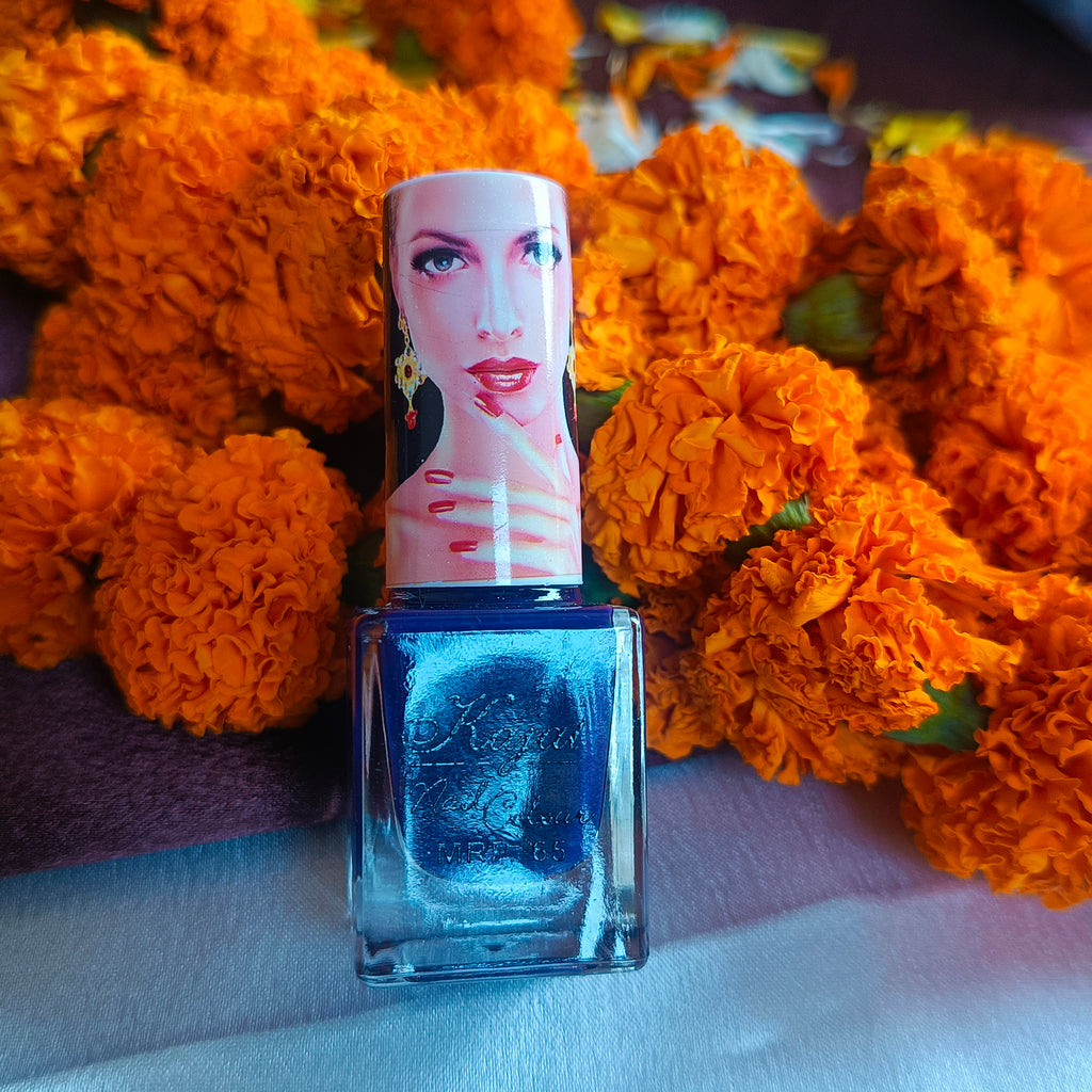 JJ Sapphire Blue Nail Polish Chrome Shine