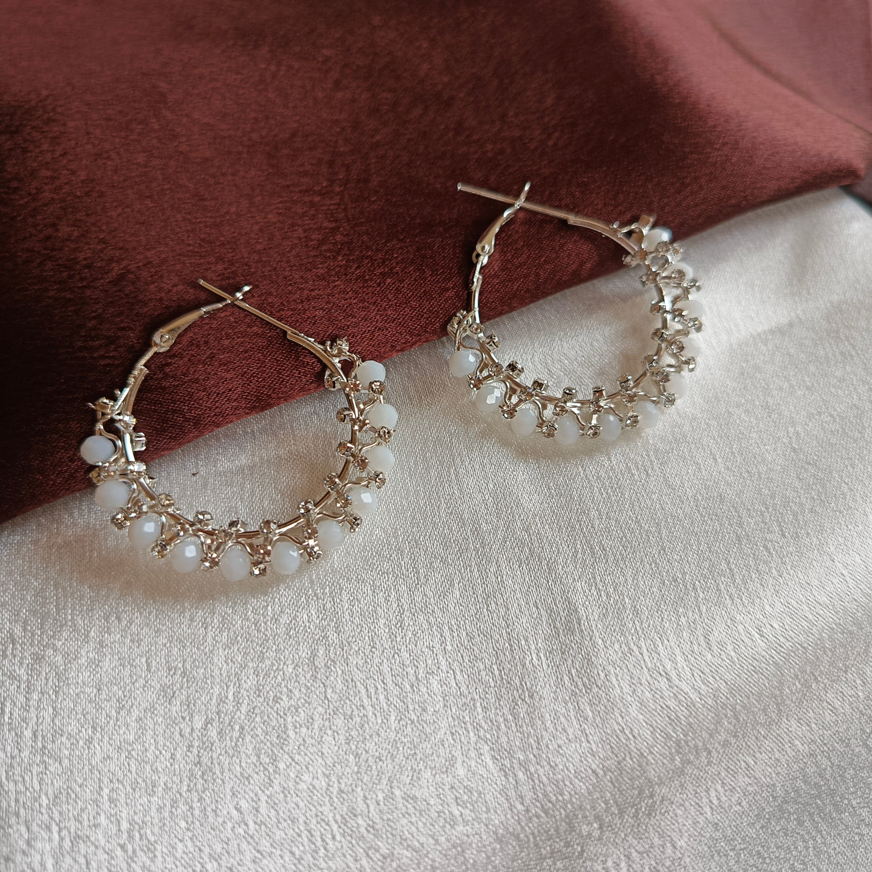 JJ Silver-Plated Multicolor Hoop Earrings Beaded Fiesta Total 3 Variant