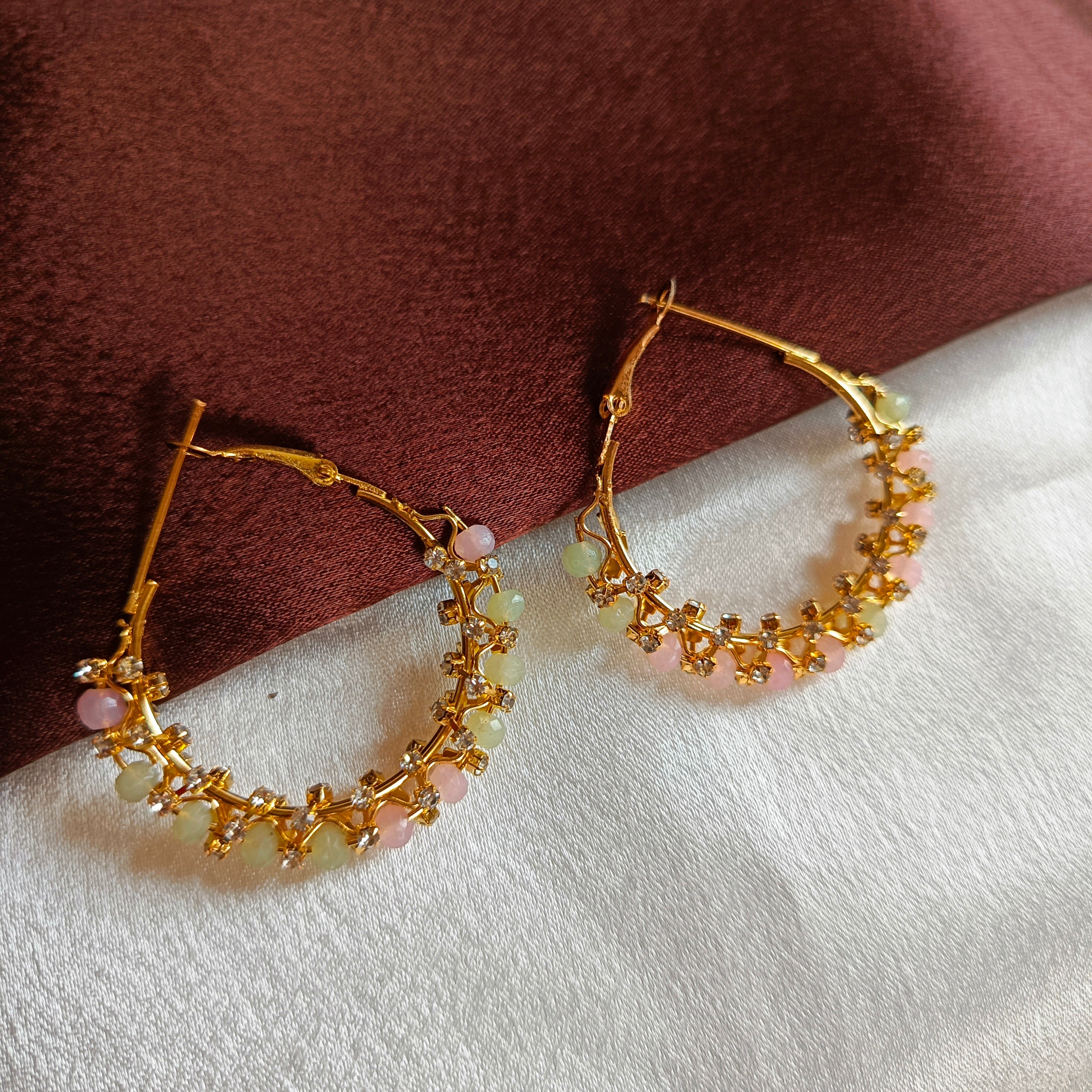 JJ Silver-Plated Multicolor Hoop Earrings Beaded Fiesta Total 3 Variant