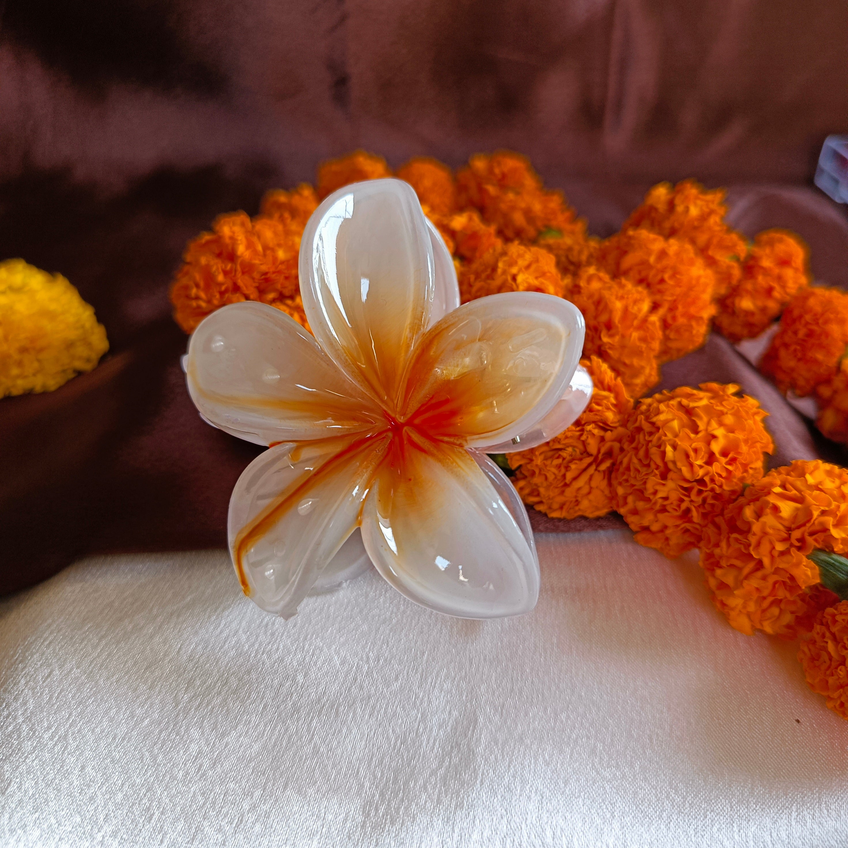 JJ Pink Acrylic Hair Claw Floral Bloom in 6 colours