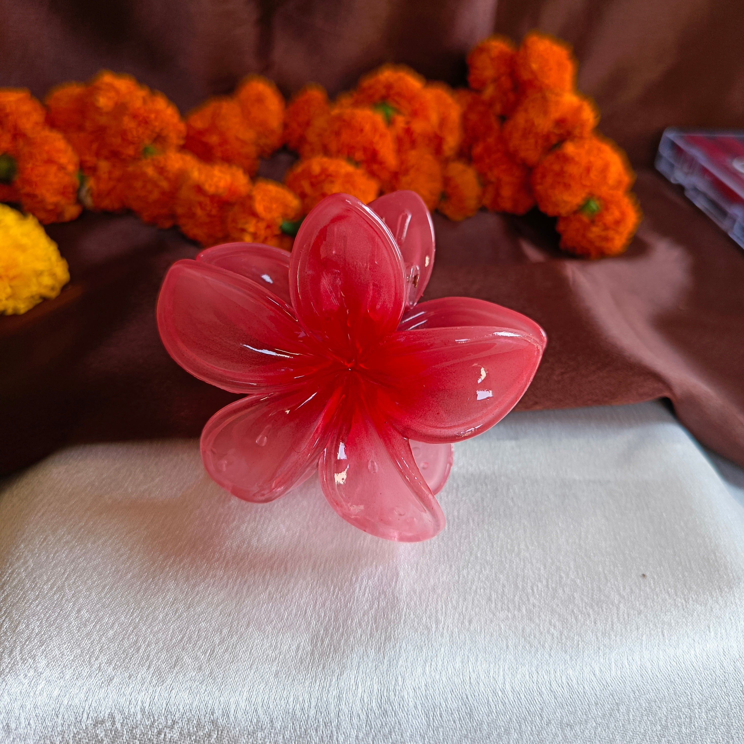 JJ Pink Acrylic Hair Claw Floral Bloom in 6 colours