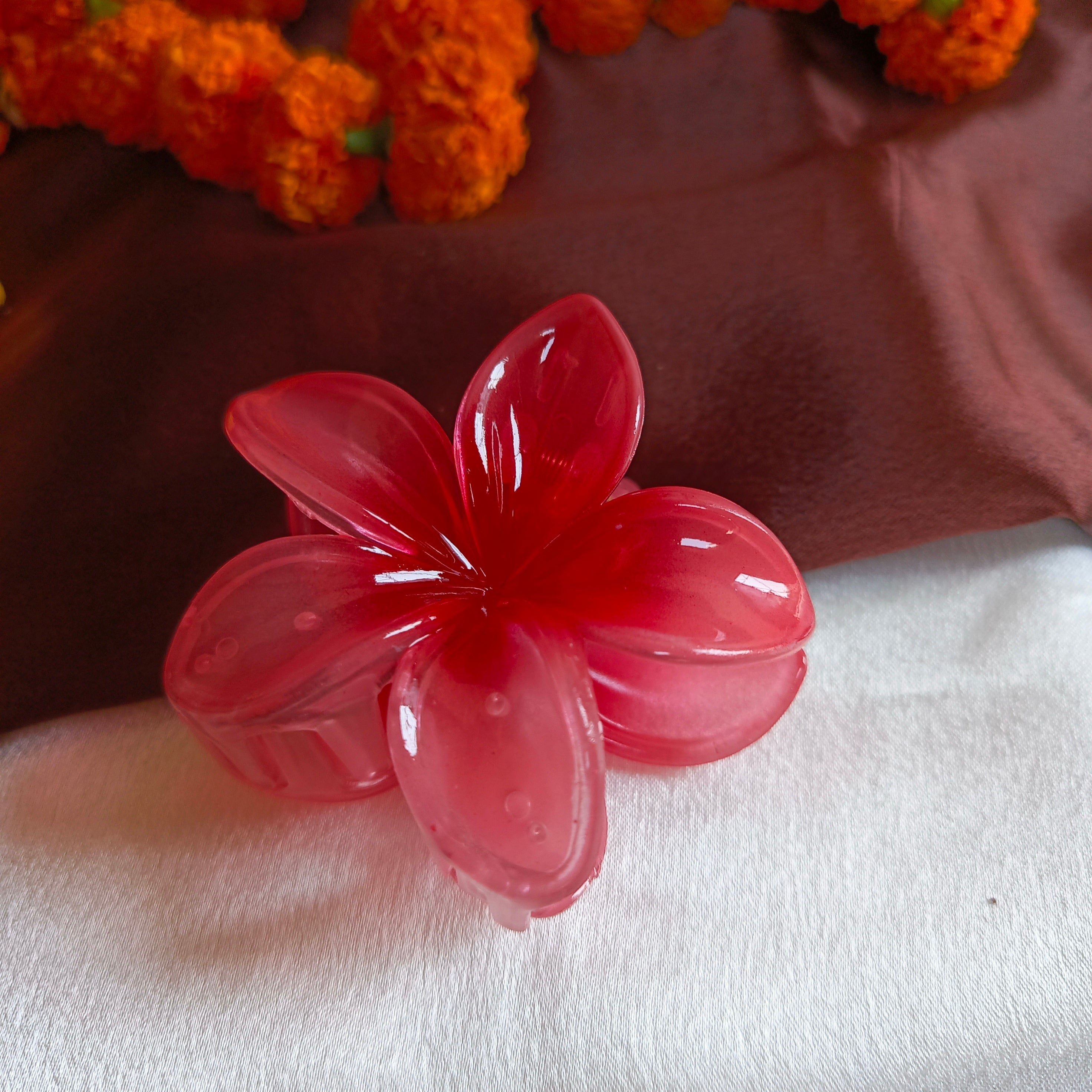 JJ Pink Acrylic Hair Claw Floral Bloom in 6 colours