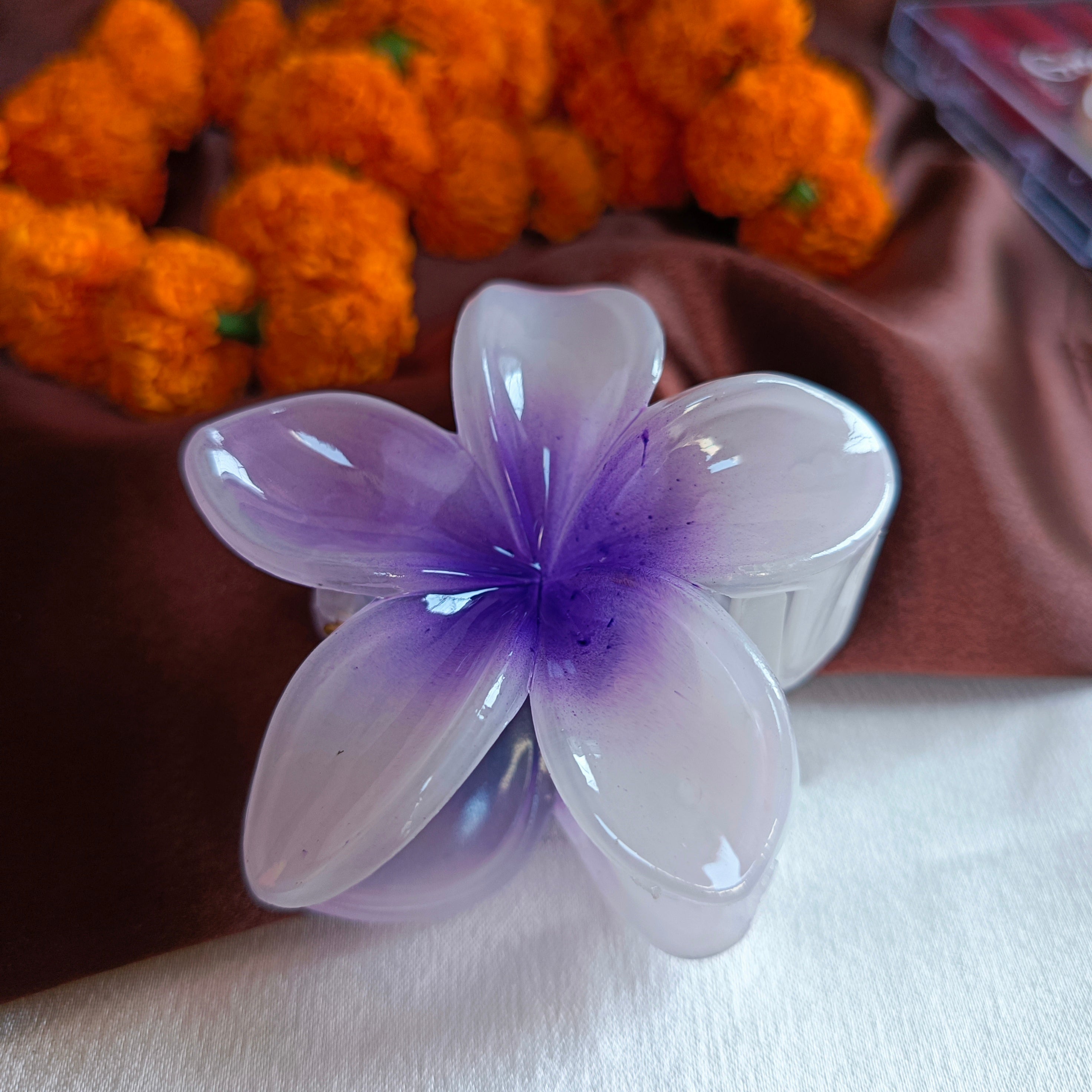 JJ Pink Acrylic Hair Claw Floral Bloom in 6 colours