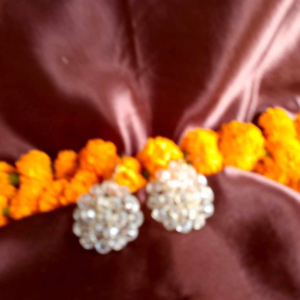 JJ Crystal White Statement Earrings – Floral Kundan Inspired Design